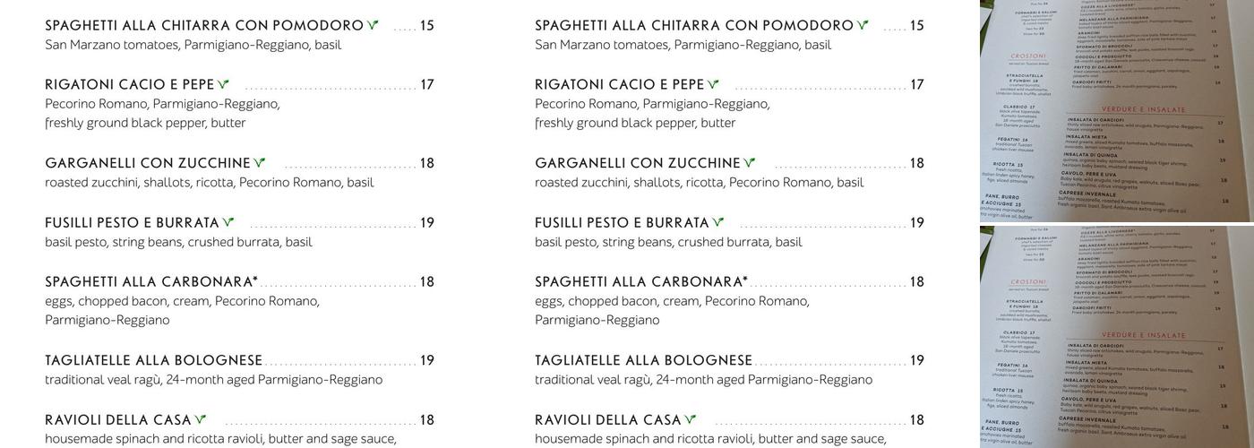 Felice 83 Menu