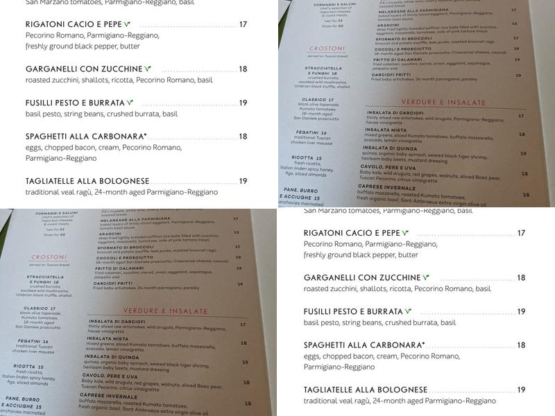 Felice 83 Menu