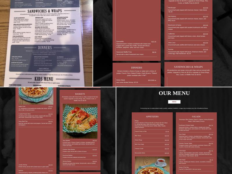 Stein Haus Menu