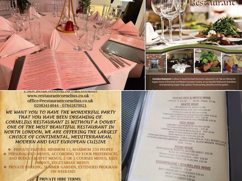 Cornelius Restaurant - London Menu