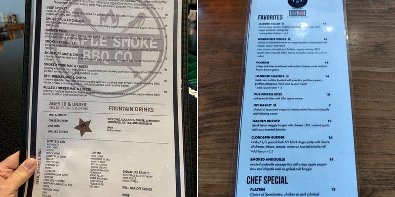 Cloudspin Lounge Menu