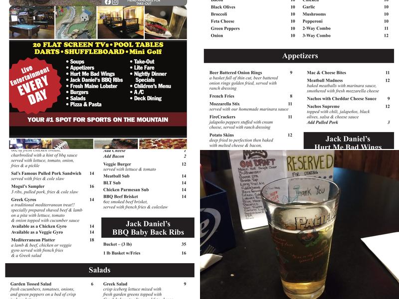 Moguls Sports Pub Menu