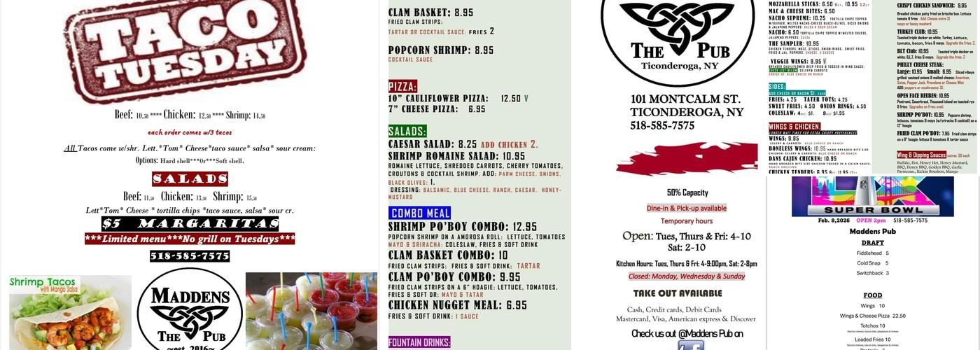 The Pub Menu