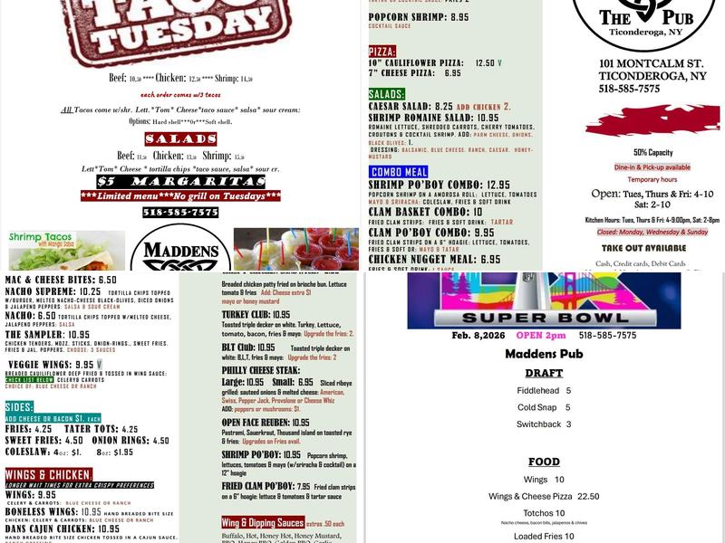 The Pub Menu