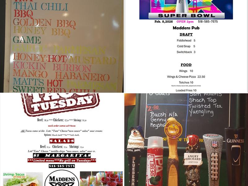 Maddens Pub Menu
