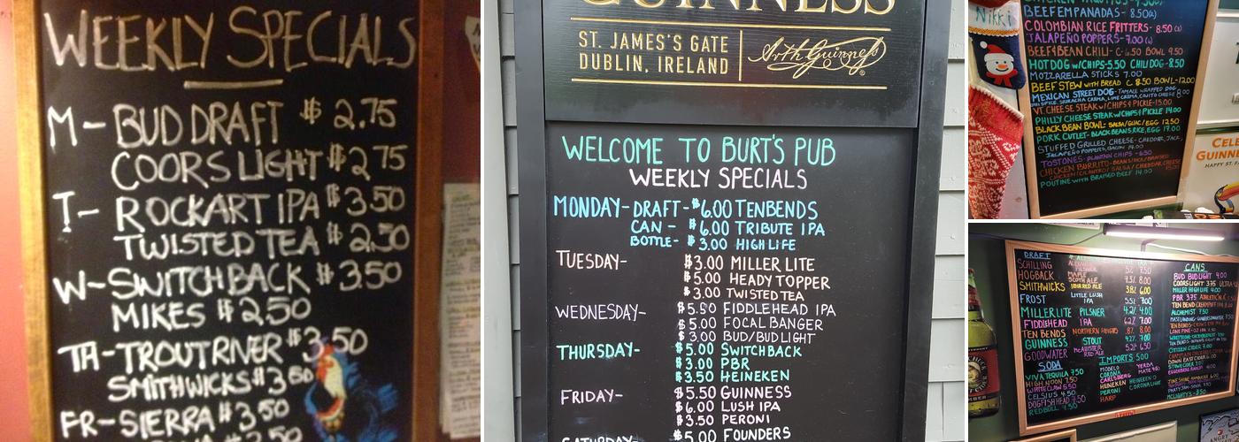 Burt's Irish Pub Menu