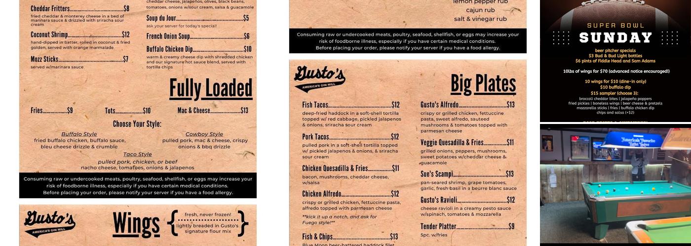 Gusto's Menu