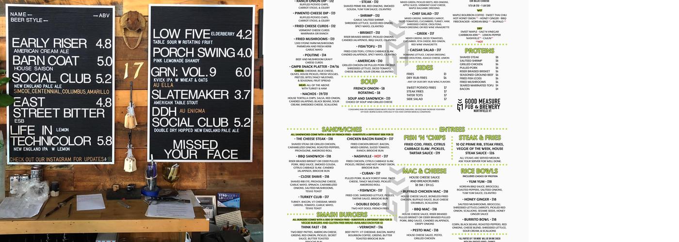 Good Measure Pub & Brewery Menu