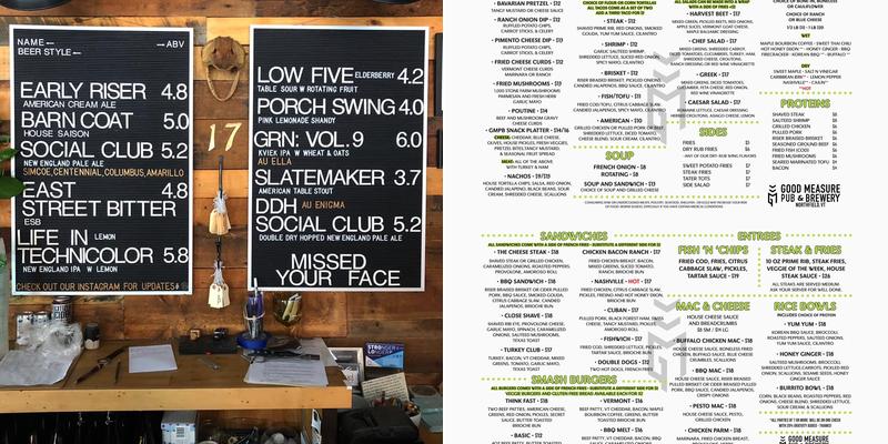 Good Measure Pub & Brewery Menu