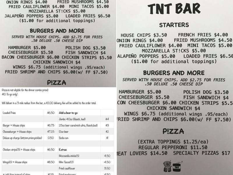 TNT Bar Menu