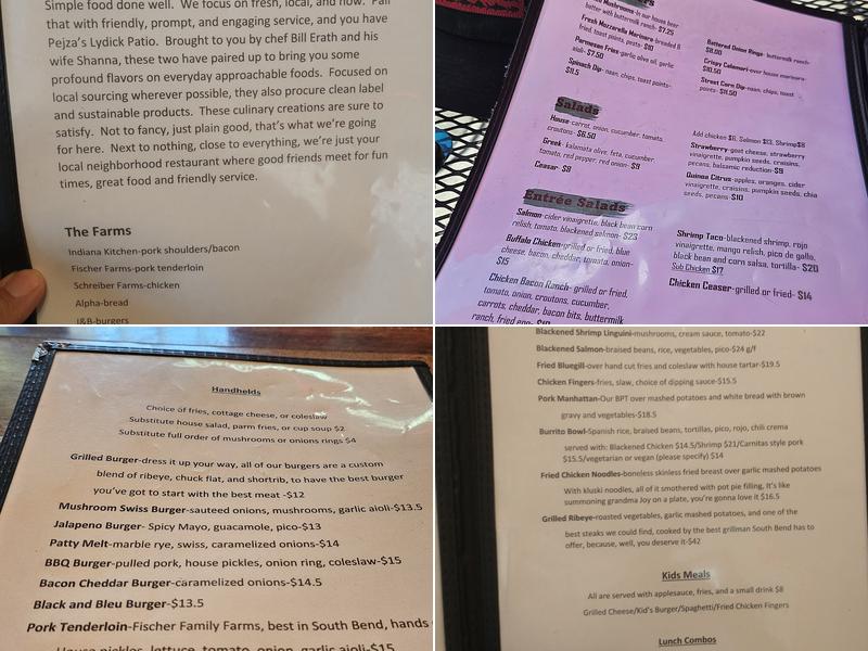 Pejza's Lydick Patio Menu