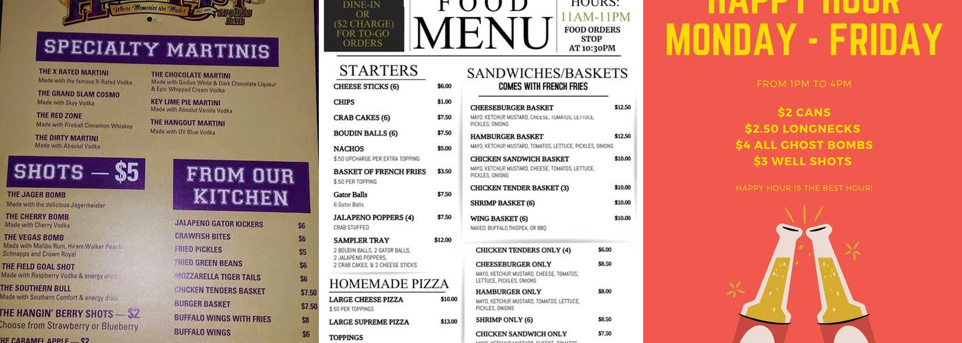 The Hangout Maurepas Menu