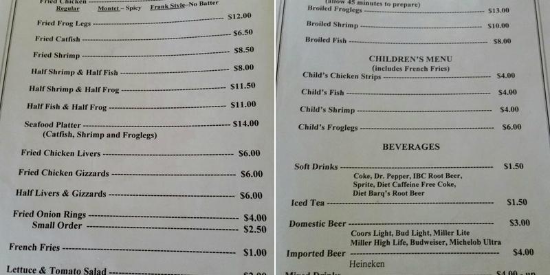 Harvey's Cypress Inn Menu