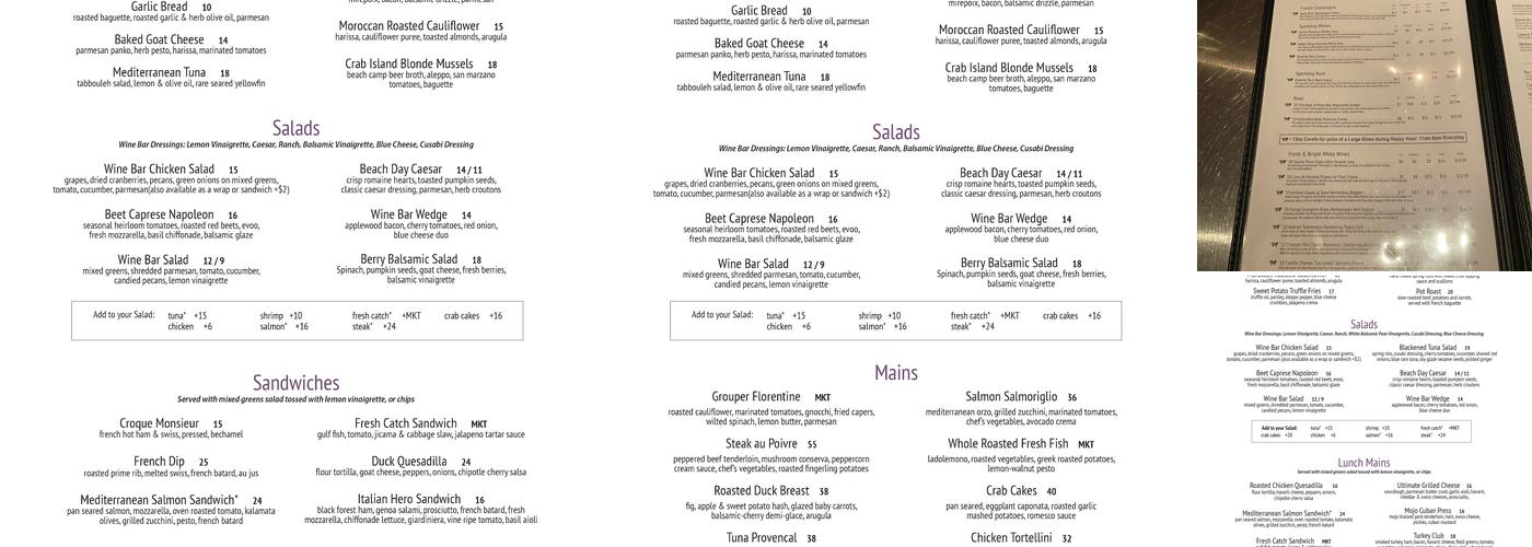 The Wine Bar - Grand Boulevard Menu