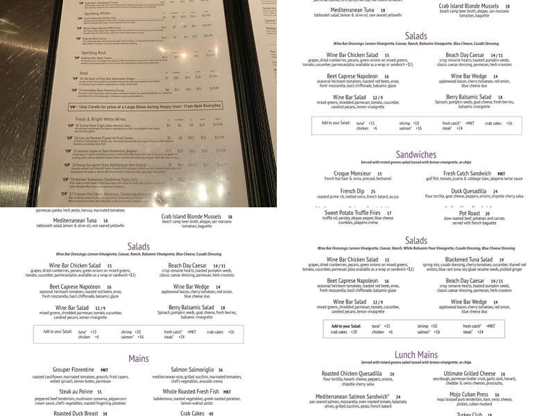 The Wine Bar - Grand Boulevard Menu