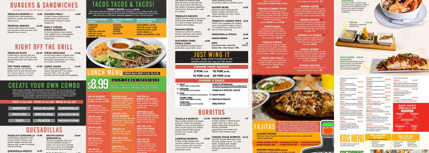 Tequila's Mexican Restaurant Menu