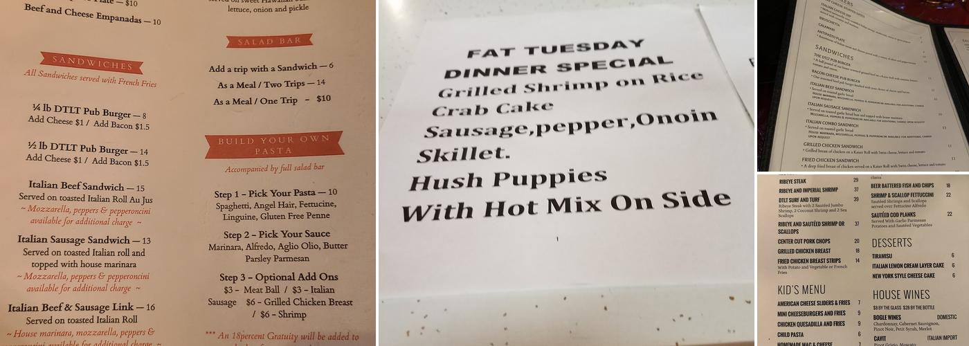 Downtown Lounge and Trattoria Menu