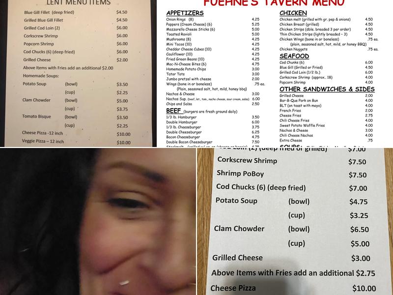 Fuehne's Tavern, Inc. Menu