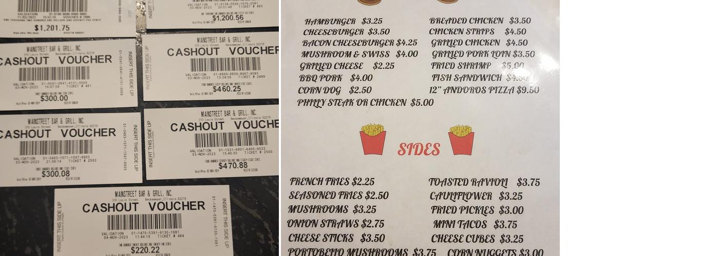 Main Street Saloon Menu