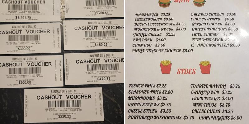 Main Street Saloon Menu