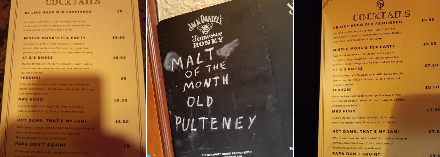 St Bernard's Bar Menu