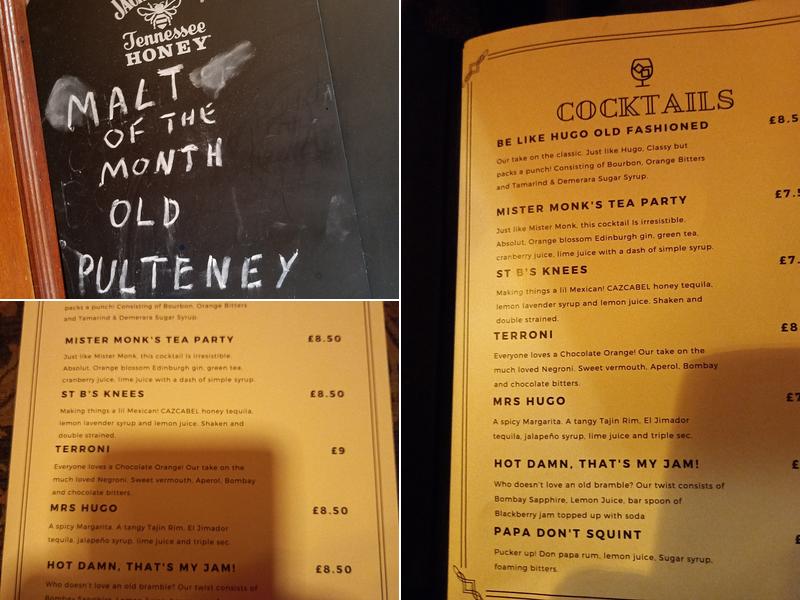 St Bernard's Bar Menu