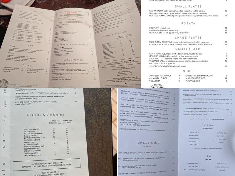 SUSHISAMBA Covent Garden Menu