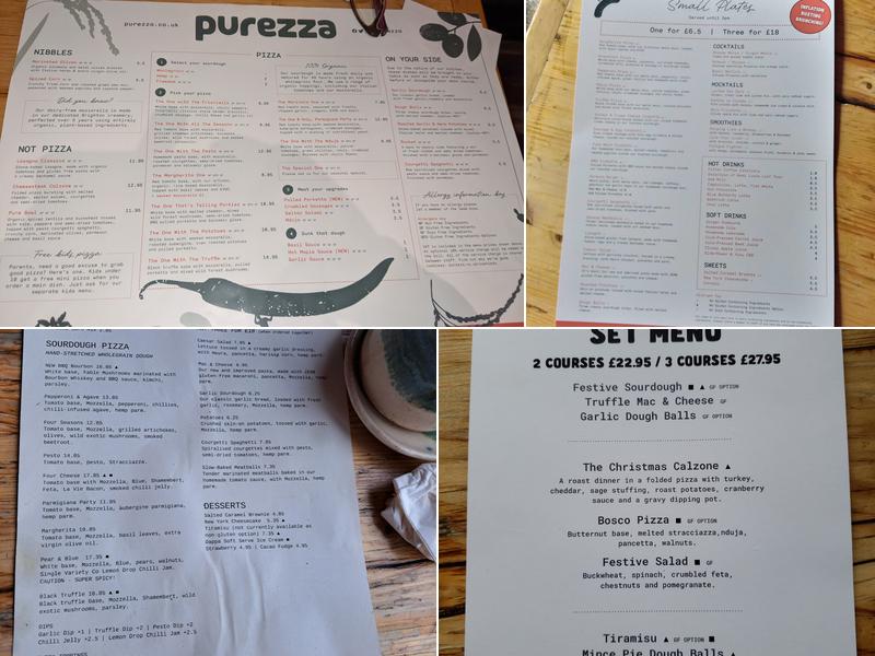 Purezza Brighton | Sustainable Pizza ? Menu