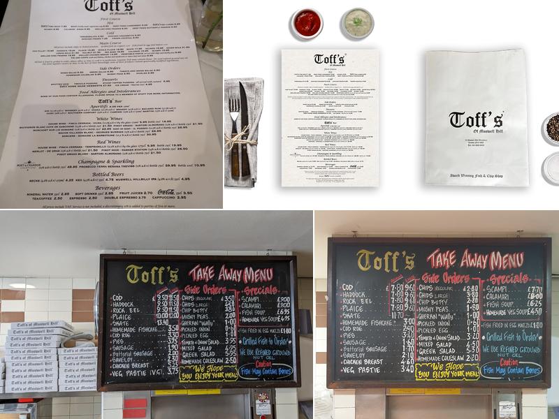 Toff’s of Muswell Hill Menu