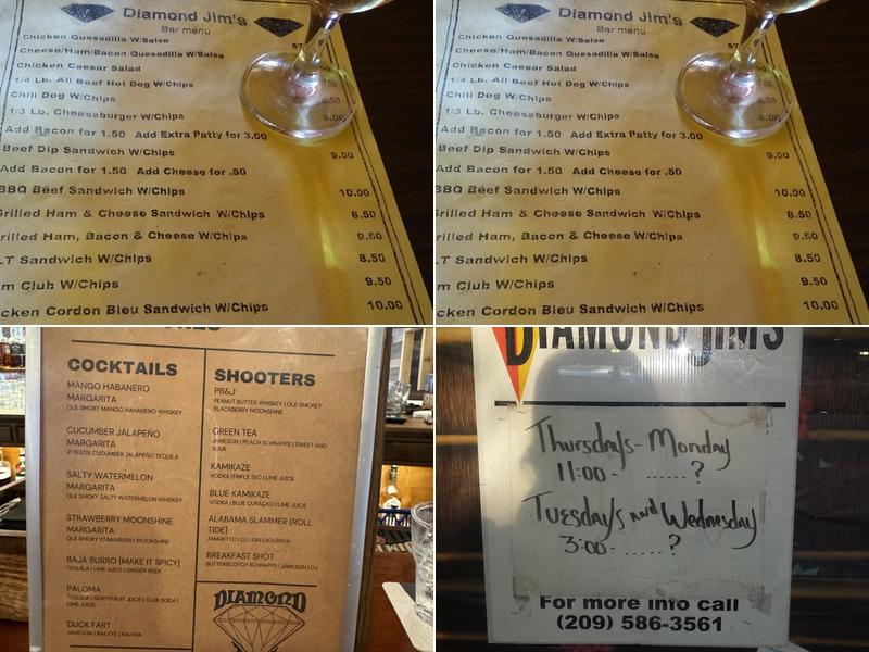 Diamond Jim's Menu