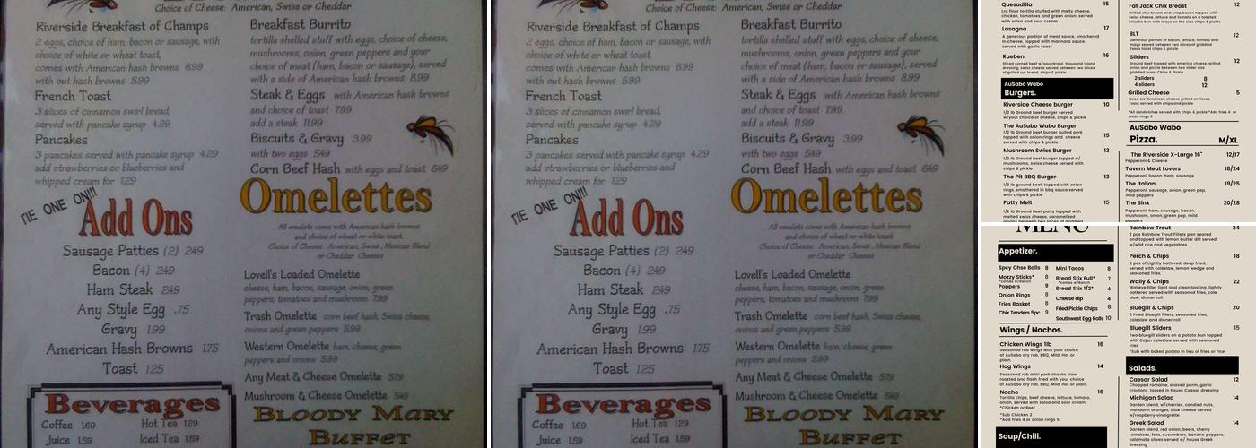 Lovells Riverside Tavern Menu