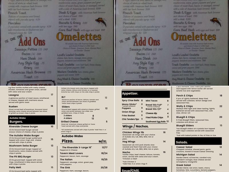 Lovells Riverside Tavern Menu