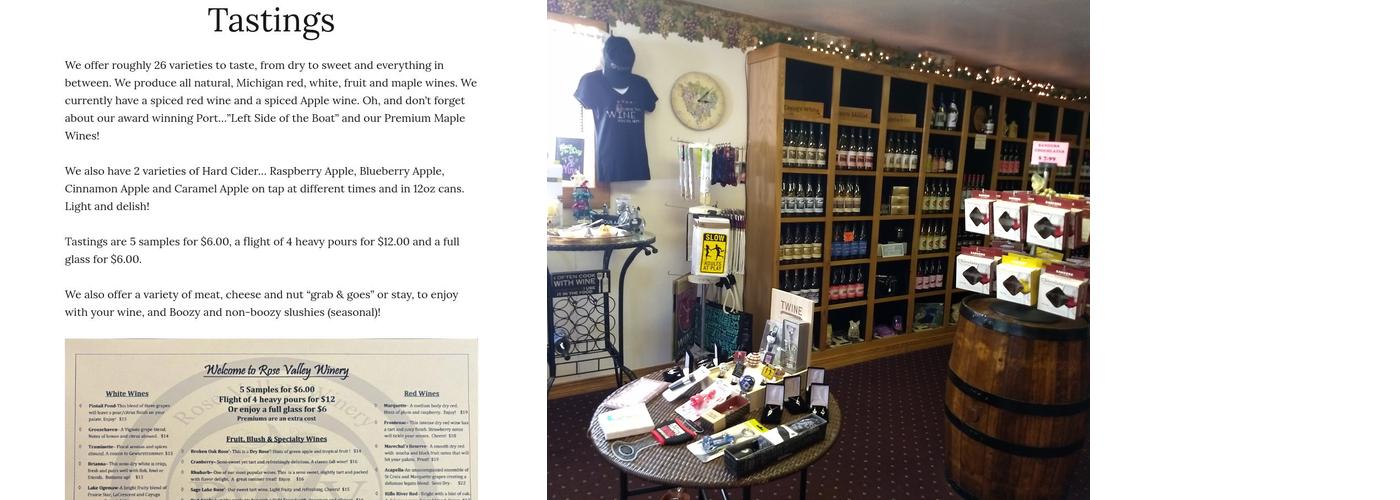 Rose Valley Winery Menu