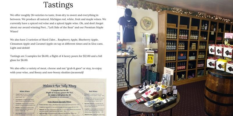 Rose Valley Winery Menu