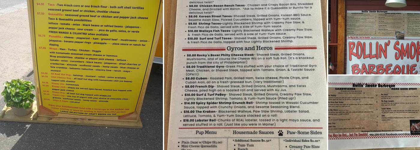 Barge Inn Menu