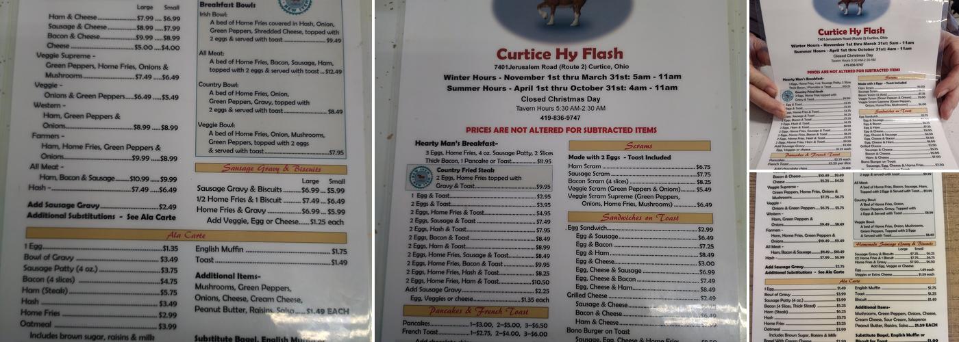 Curtice Hy flash Menu
