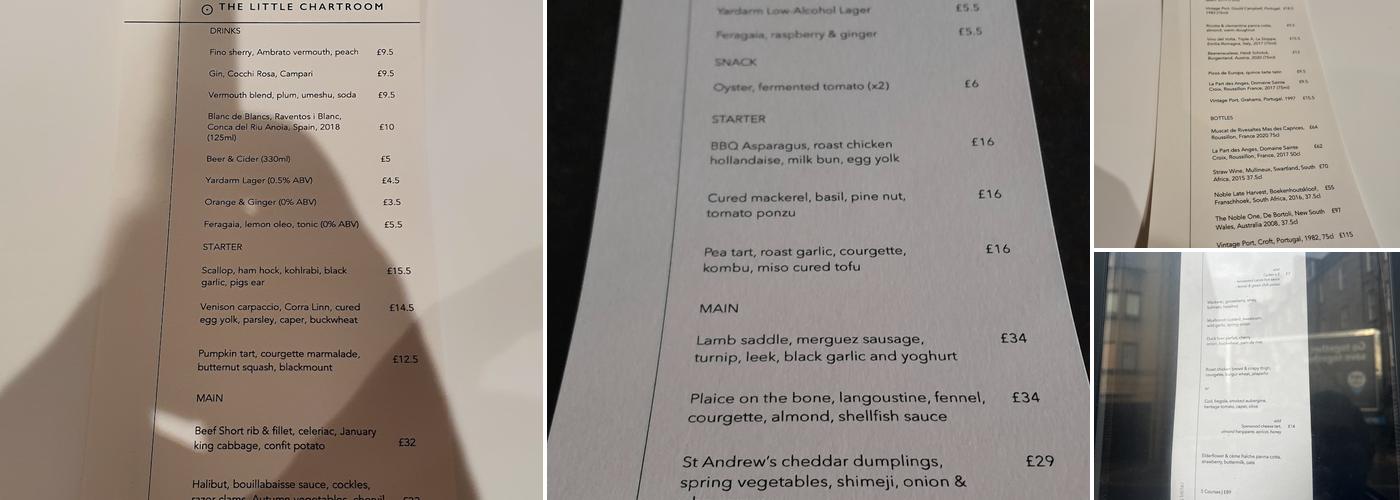 The Little Chartroom Menu