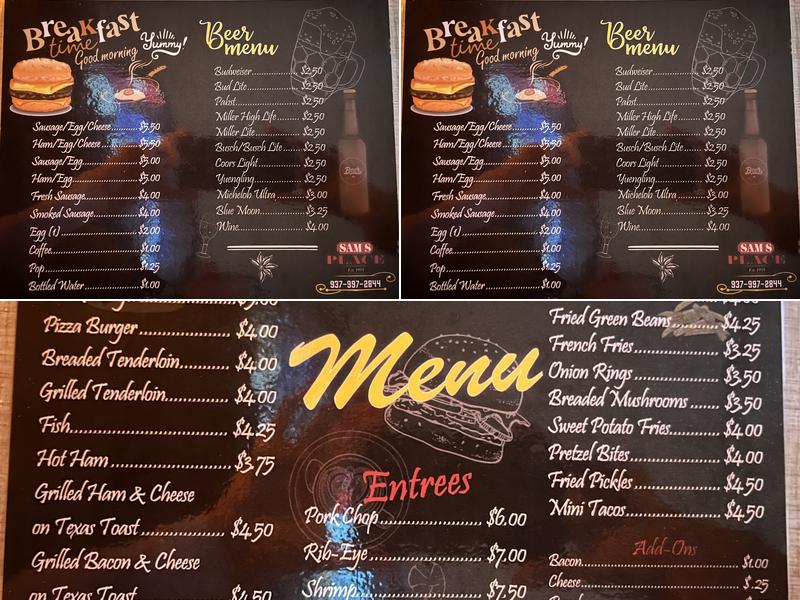 Sam's Place Menu