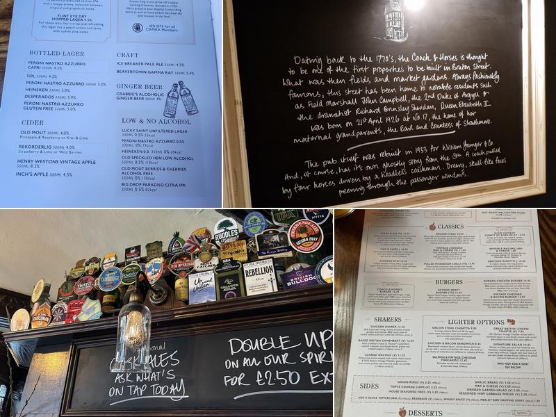 Coach & Horses Mayfair Menu