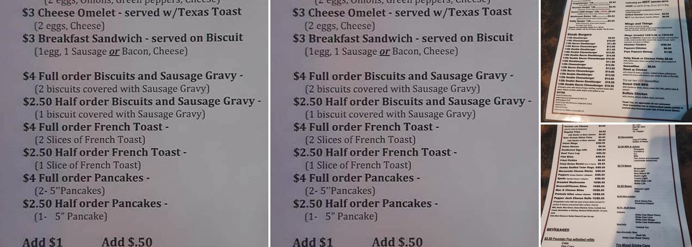 Boondoggle's Pub and Grub Menu