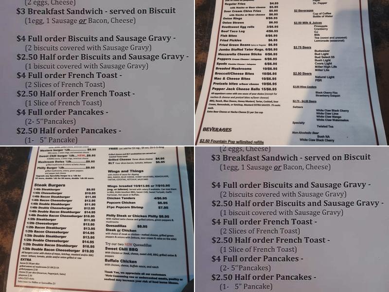 Boondoggle's Pub and Grub Menu