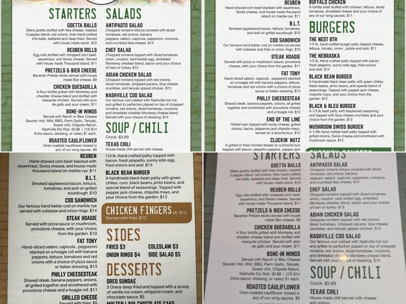 The Crow's Nest Menu