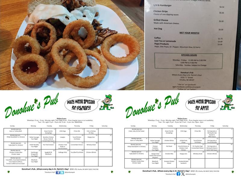 Donohue's Pub Menu