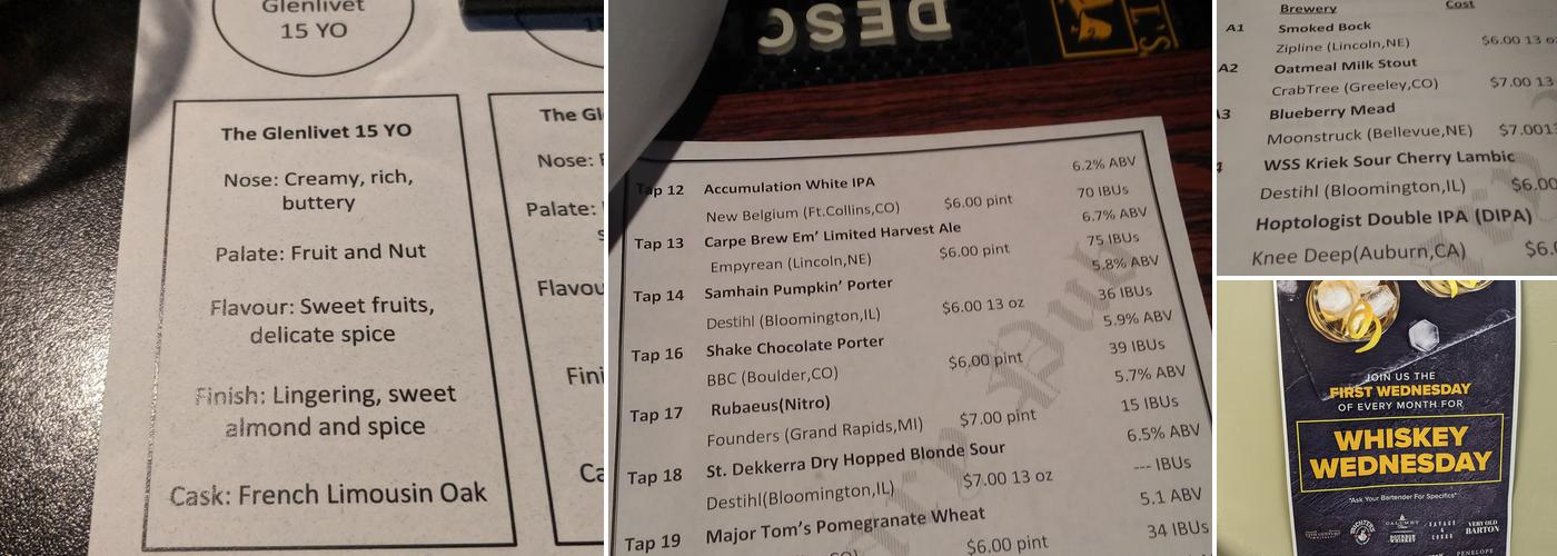 Library Pub Menu