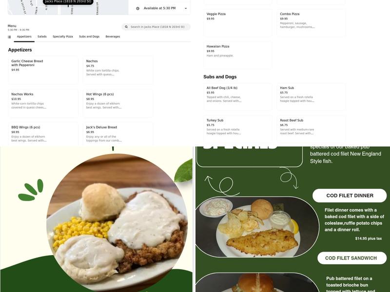 Jack's Place Menu