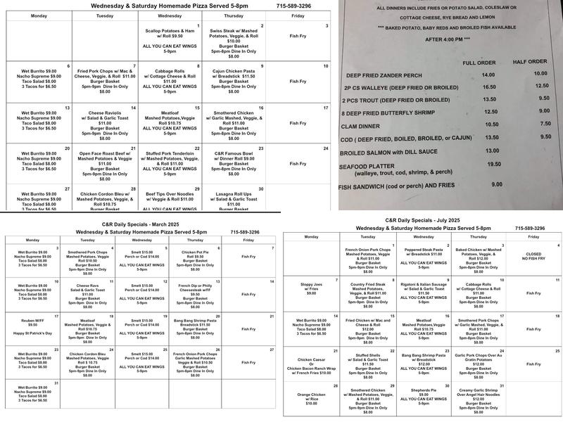C.N.R Bar and Grill Menu