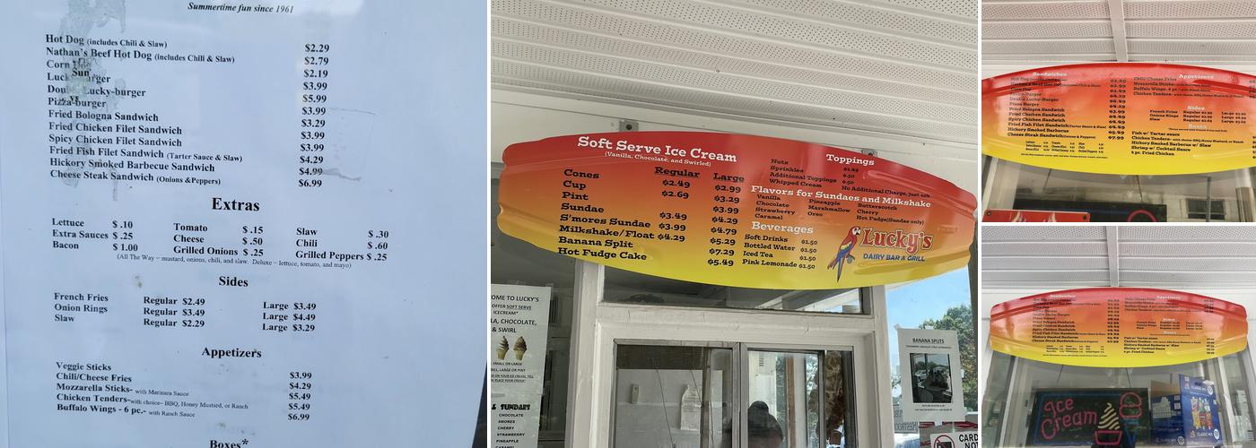 Lucky's Grill & Dairy Bar Menu