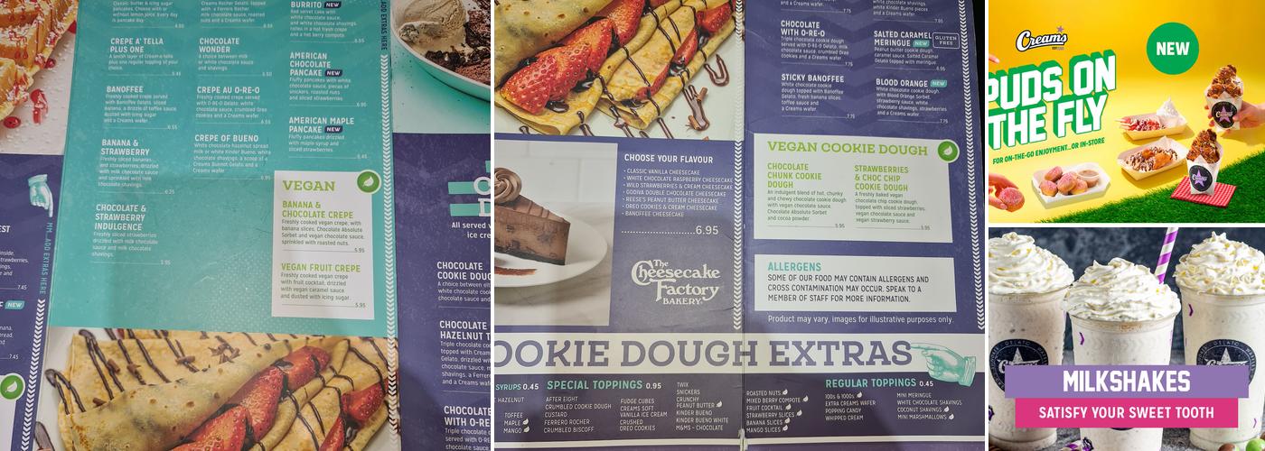 Creams Cafe Whitechapel Menu