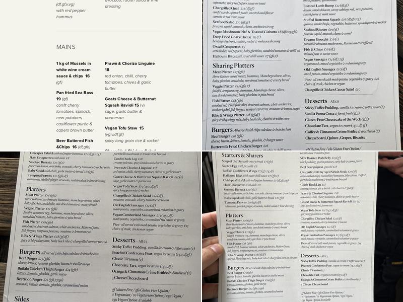 The Mayflower Pub Menu