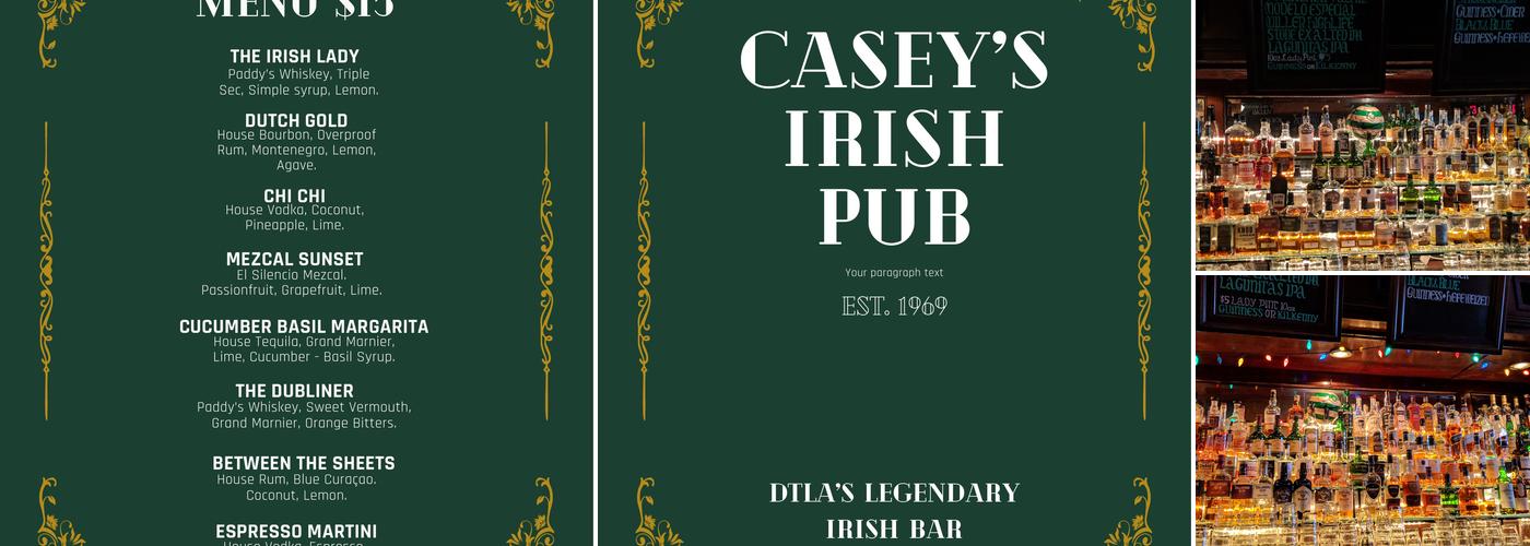 Casey's Irish Pub Menu